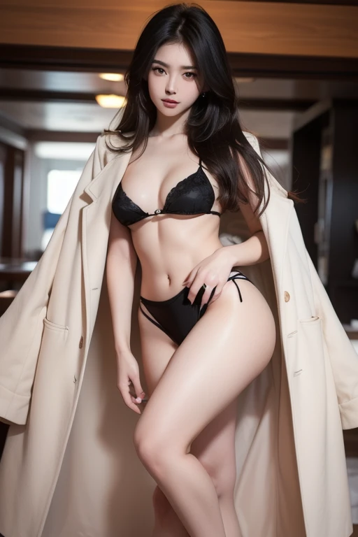 Extraordinary Beauty、Transcendent beauty、Oriental Beauty、Supermodel-like body shape、Height: 180cm、Perfect style、Noble lady、adult lady、25-years old、Slender Beauty、Elegant behavior、Beautiful face、sharp eyes、dignified expression、long lashes、面長、The nasal muscles are passing through、Confident attitude、Beautiful blonde、stright long hair、Smaller chest、slender、Beautiful abs、long supple legs、Open legs、Looks fun、Crystal clear skin、Black long coat、fullbody image、Ultra high-definition images、High-quality photos、Straight hair、Sunny park、４k、