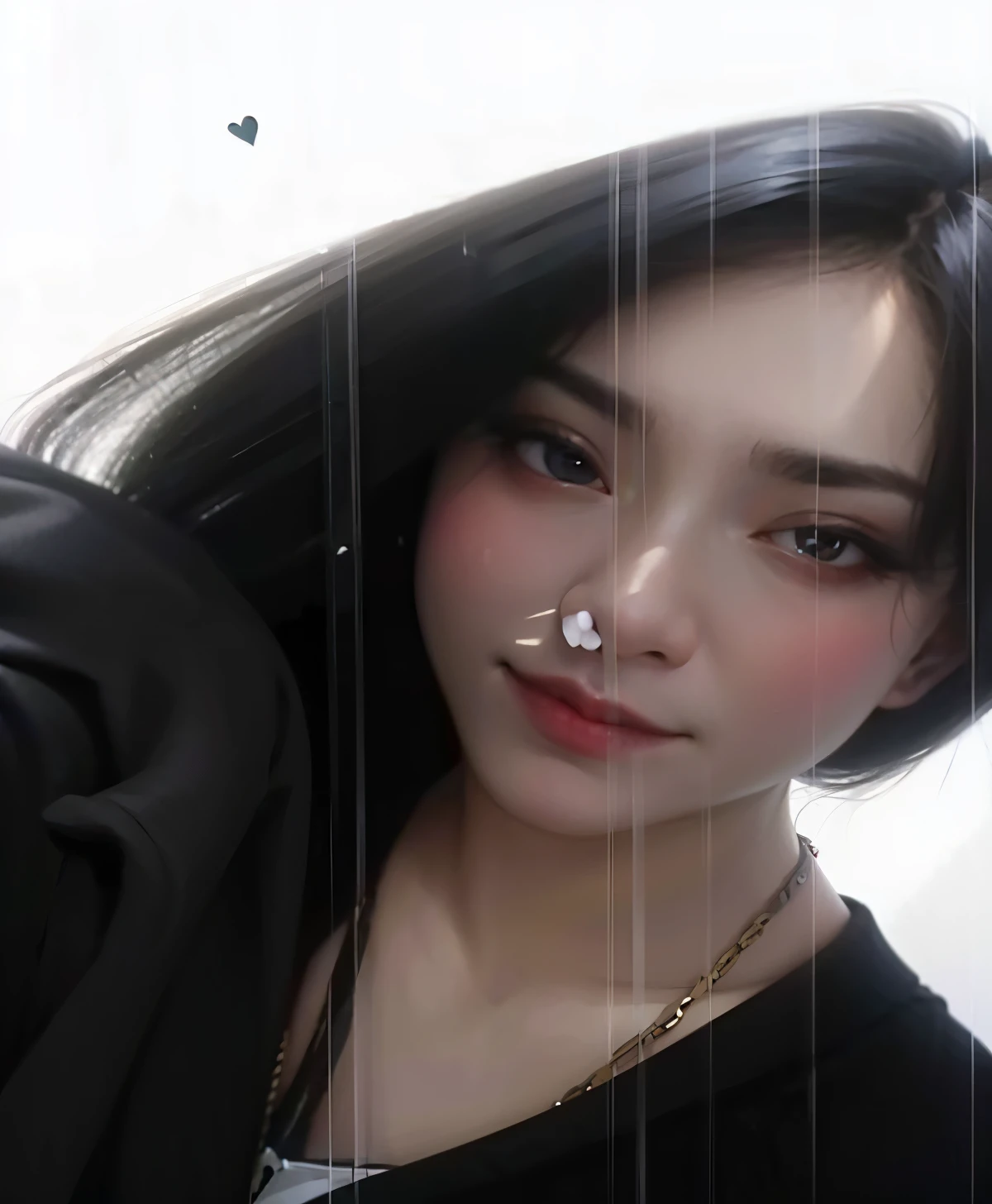 hay una mujer con cabello largo y negro sosteniendo un paraguas, 1 7 - - old h girl, con cabello largo y ojos penetrantes, Anna Nikolanova aka Newmilky, Parece una mezcla de mugres, pale goth beauty, Ella tiene una cara linda, Ella tiene el pelo negro, goth girl aesthetic, granulado de baja calidad, chica de cabello negro con sudadera con capucha