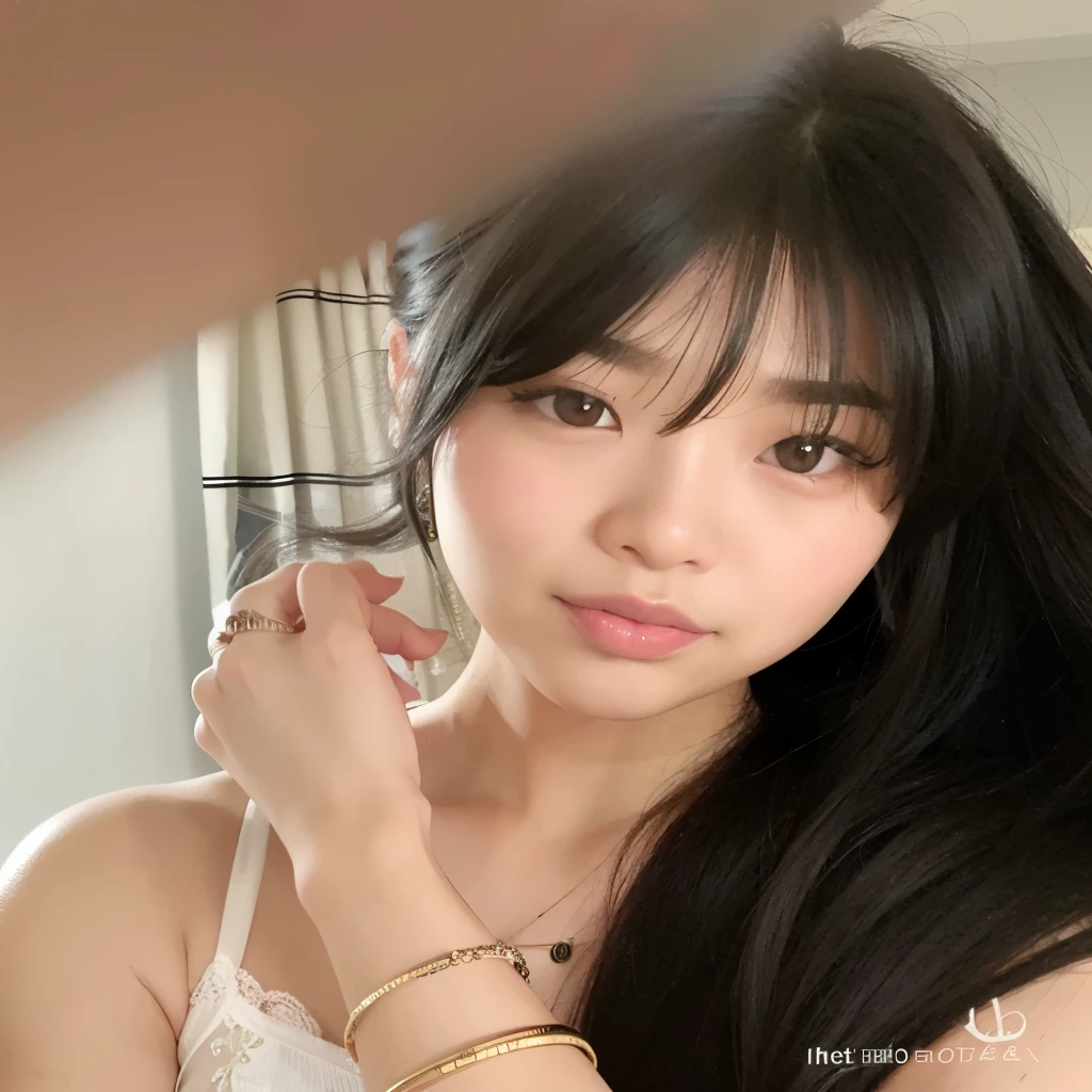 Araffe asian woman with long black hair and a white dress, menina coreana, Mulher sul-coreana bonita, Ulzzang, wan adorable korean face, young adorable korean face, mulher coreana jovem bonita, linda mulher coreana jovem, maquiagem sul-coreana popular, Ela tem cabelo preto com franja, Lalisa Manobal, maquiagem coreana popular, menina bonito-fino-cara