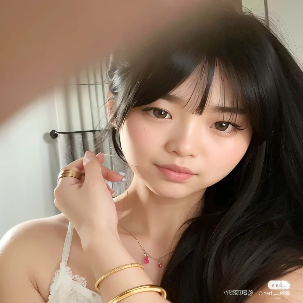 Araffe asian woman with long black hair and a white dress, menina coreana, Mulher sul-coreana bonita, Ulzzang, wan adorable korean face, young adorable korean face, mulher coreana jovem bonita, linda mulher coreana jovem, maquiagem sul-coreana popular, Ela tem cabelo preto com franja, Lalisa Manobal, maquiagem coreana popular, menina bonito-fino-cara