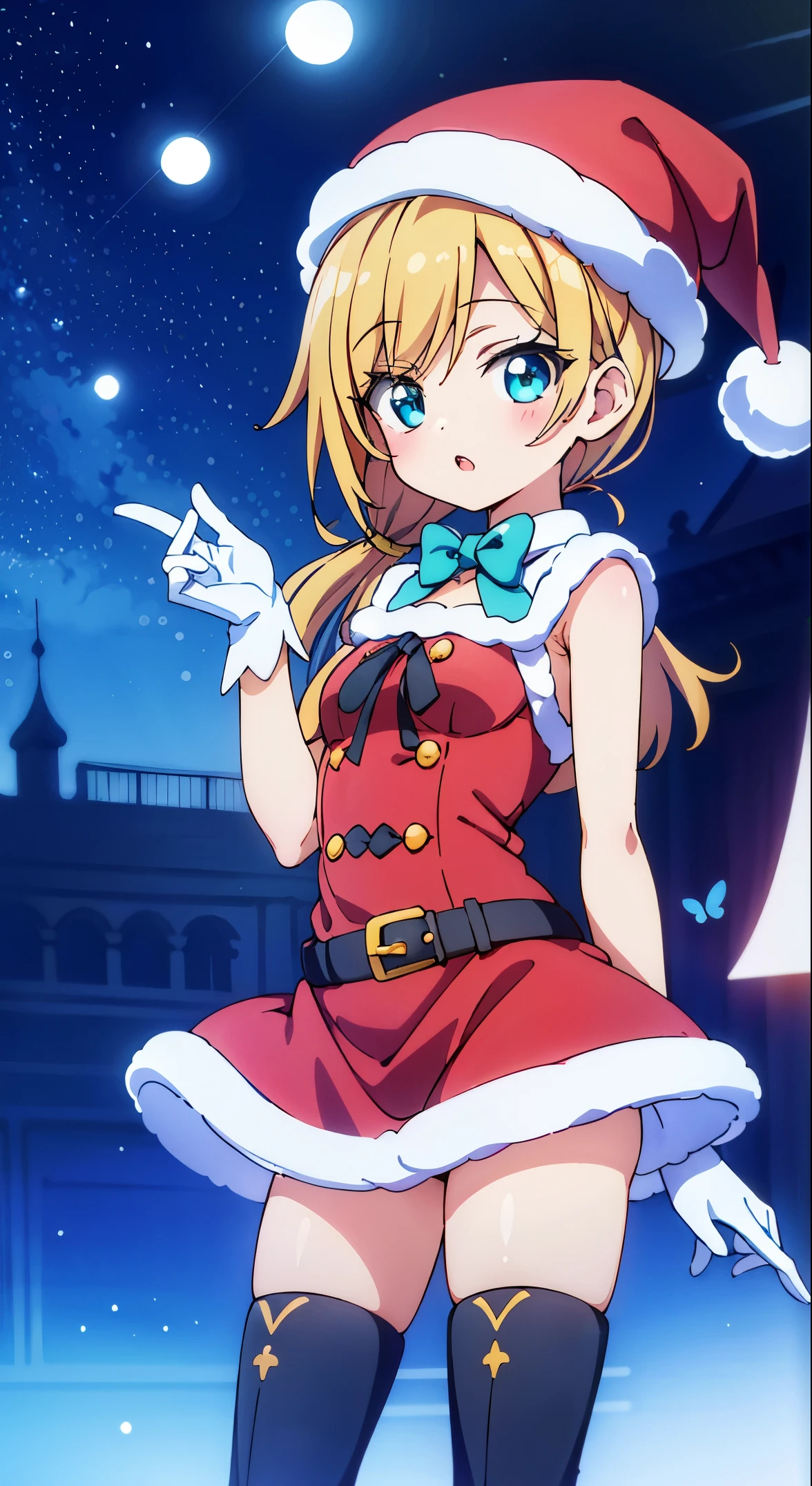 (masutepiece, Best Quality, Perfect Anatomy, High quality:1.4), nice hand, Perfect hands, Detailed beautiful hands, Large_filesize, fulcolor, hight resolution, symmetric, exceptional, Best aesthetic, newest, Anime, very beautiful detailed body,The hair,faces,The eye,BREAK,
1 beautiful girl(Kawaii type:1.5),(Chibi:0.5),(kawaii:2.0),(Lori:2.0),(7 year old girl),(Solo:1.65),BREAK, (flat chest:1.2,), Clear skin, Beautiful skin, Shy, One Beautiful Girl,Colossal tits(The hair bow, The reddish-brown hair, Twin-tailed:1.2), (Brown the eye, long eyelashes, Double eyelids: 1.2), BREAK, Star \(symbol\, (gloves, White Gloves:1.3), (bug, Dress,polka dot:1.3) , Looking at Viewer,(long boots:1.2),Shiny skin,Clear skin, Beautiful skin,(top quality faces),(The eye shines with the highest quality), (Smile:0.5),(Slim body:1.2), BREAK, (Red,Santa's Hat,Idol,Mini skirt,Sleeveless:1.2),(santa dress),cleavage, (Heart-shaped cutout:1.2)
BREAK,(plein air),
(Glitter,On a bright stage ,Warm lighting creates a magical atmosphere,Full body:1.1),Twinkle,Christmas tree,Posing,Center,depth of fields,
BREAK,wakame,wakame,wakame,(Cowboy Shot:1.4),
BREAK,(Blurry background:1.3),(absurderes, hight resolution, Super Detail Art),cel shading,Clear Color, Lonely optical effect, Beautiful pictures, Bright glow, mystic atmosphere,(Close-up of girl:1.1), Mystical light particle effect,manga influence, clean line drawings,