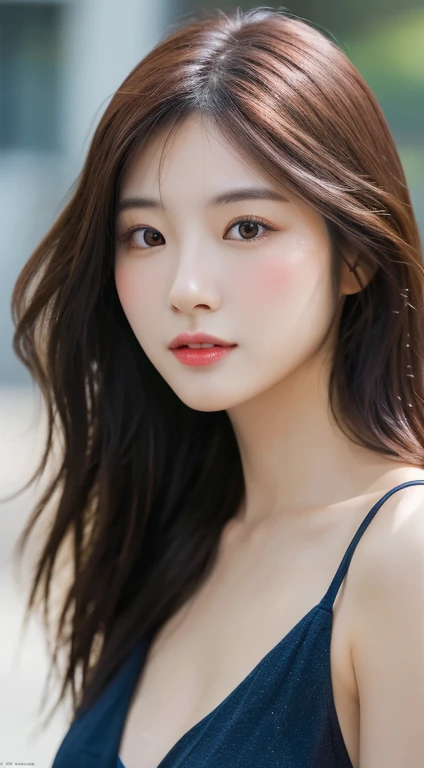 close-up of woman, Realistic. cheng yi, beautiful Korean women, Sexy figure like a gravure idol , girl with, central, full bodyesbian, perfect fingers、length hair , 韓国人のgirl with,  Beautiful young Korean woman, beautiful realistic face , subjective perspective, Retro Flare, f/2.2, 200mm, Leica, UHD, retinas, ​masterpiece, exquisite, tre anatomically correct, Skin texture, super detailing, high detal, hightquality, 最hightquality, hight resolution, 1080P, HD, 4K, 8k,