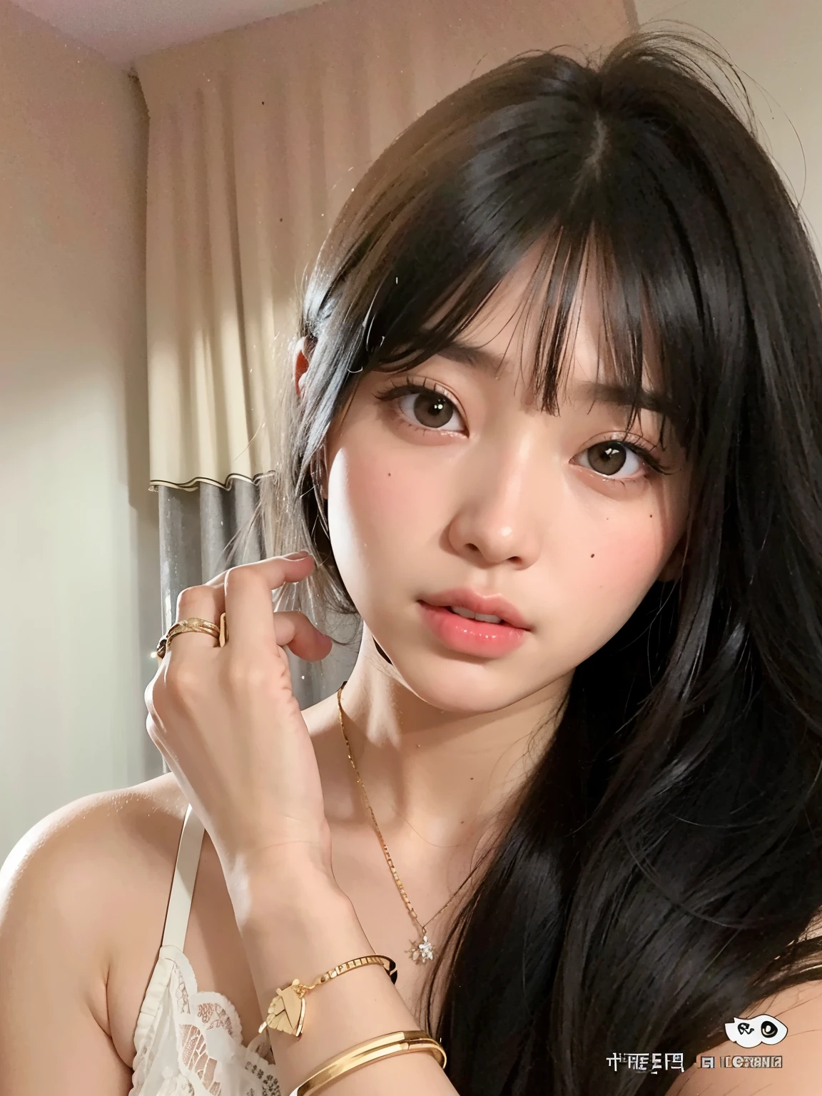 Araffe asian woman with long black hair and a white dress, menina coreana, Mulher sul-coreana bonita, Ulzzang, wan adorable korean face, young adorable korean face, mulher coreana jovem bonita, linda mulher coreana jovem, maquiagem sul-coreana popular, Ela tem cabelo preto com franja, Lalisa Manobal, maquiagem coreana popular, menina bonito-fino-cara