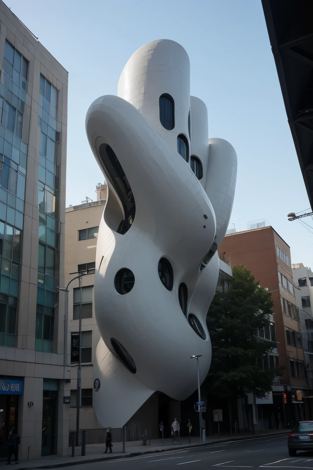 This building combines the complexity of postmodern art, the futuristic sense of science fiction, the modern atmosphere and the unique shape of sculpture. The exterior may feature abstract geometric shapes with staggered lines, reflecting the abstraction and diversity of postmodern style. Science fiction elements may be reflected in streamlined design, futuristic appearance or the use of materials with a strong sense of technology, giving the entire building a sense of transcending time and space.
Modern elements make the building pay more attention to functionality, and may use modern materials and technologies to highlight practicality and fashion. At the same time, sculptural shapes make the building more visually eye-catching, which may include unique curves, sculptural artwork, or a three-dimensional design that makes it stand out in the entire environment.