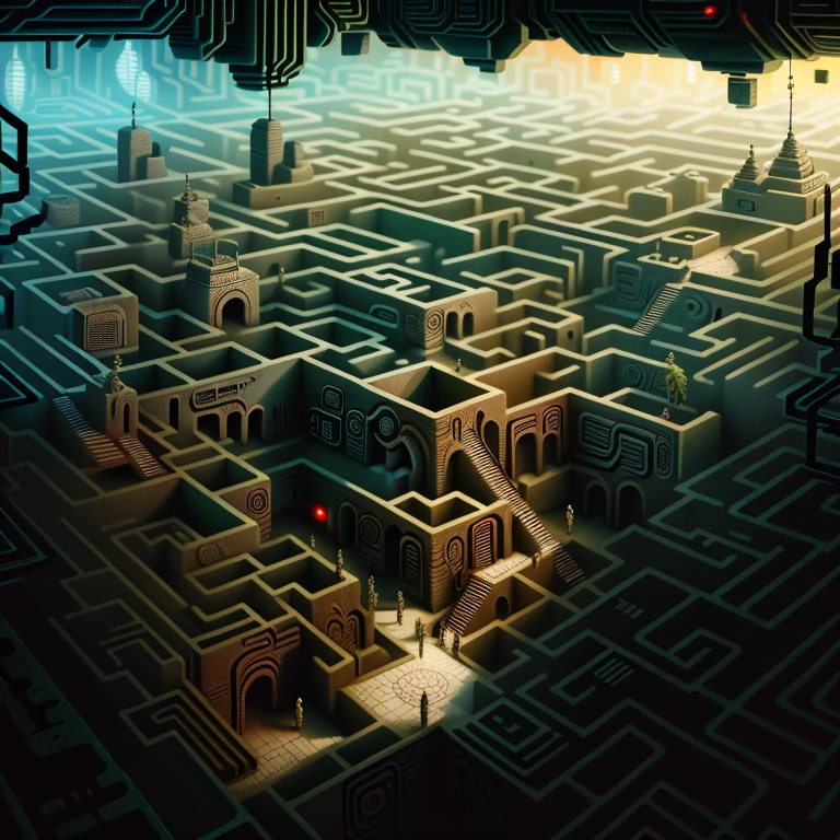 1:1, Labyrinth, cyberpunk dystopian maze