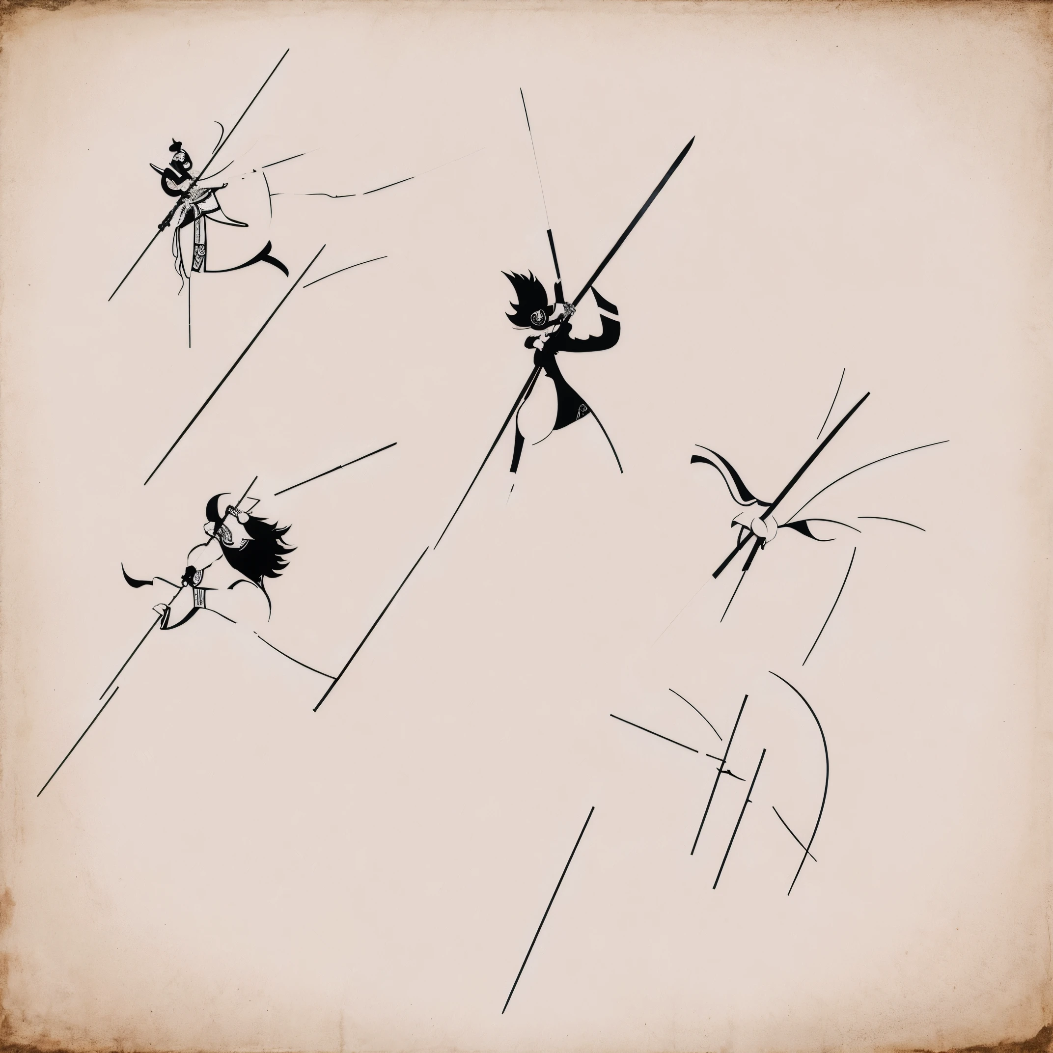 Please help me generate a logo。
There is a shield in the middle。
The three weapons, spears, staffs, and swords are placed crosswise at the back. They require black and white line drawings.。