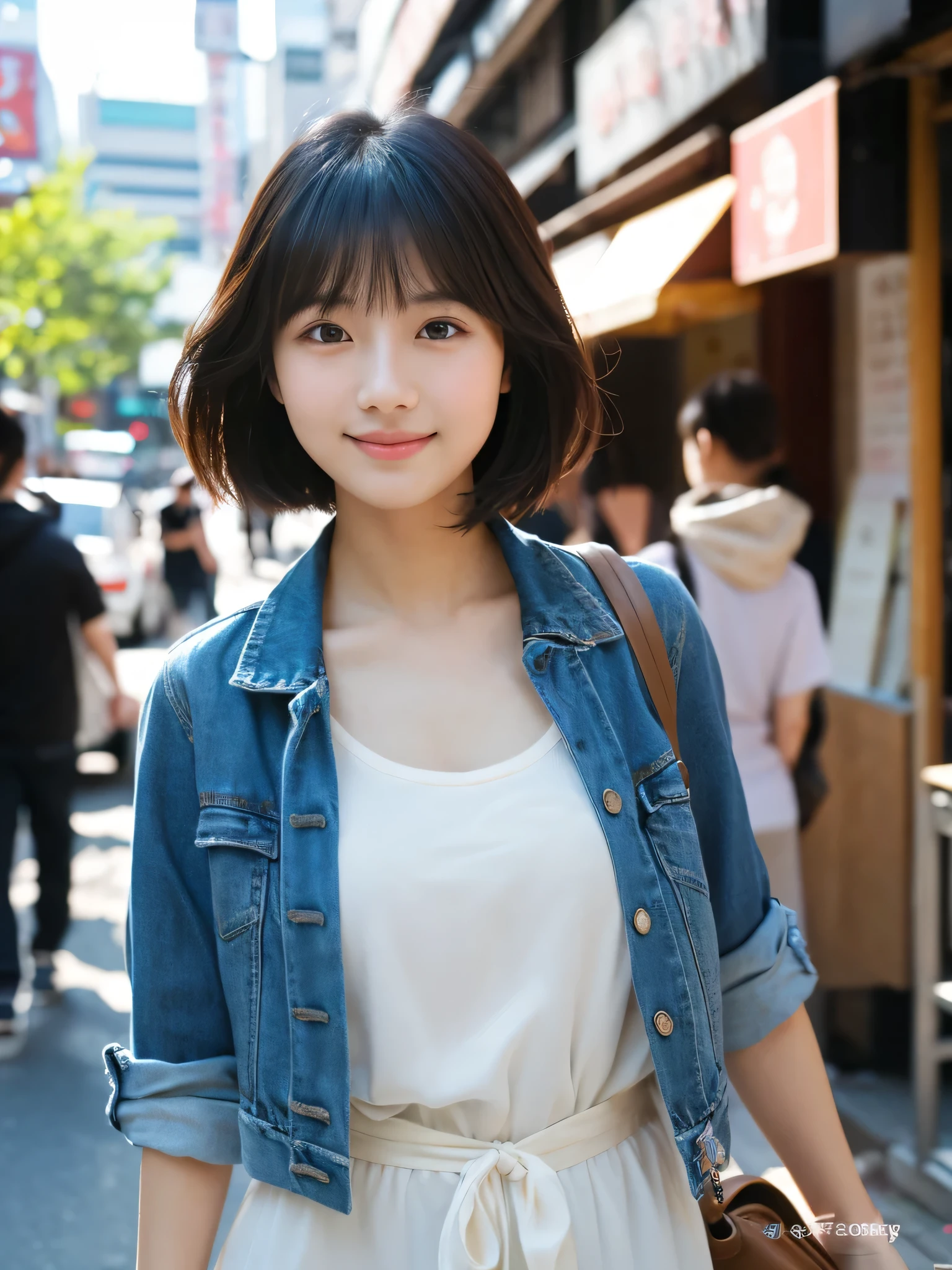 ultra best quality、​masterpiece、超hight resolution、depth of fields、(Photorealsitic:1.4)、(awardwinning photo、信じられないほどの​masterpiece:1.3) 、Raw photography、the golden ratio、the Extremely Detailed CG Unity 8K Wallpapers、Detailed and complex、Original、hight resolution、Raw foto、(perfect body type)、Detailed and complex、Digital SLR、softlighting、(background person blur:1.1)、SIGMA 85 mm F/1.4、50mm Lenac lighting、nffsw、hyper realstic、Color Grade、dynamicposes、Portrait Break、

独奏、girl with、Super beauty、(緑のワンピース水着を着たgirl with:1.5)、(Full body like:1.2)、japanese bodybian、独奏)、thighs gap、A smile:1.4、University、cute little女子高生、short-cut、Detailed Realistic、Skin Texture、(realistic human skin texture)、Front view View viewer、natural soft light、Daytime、in a street、deep-shadows、cute little、21 years old BREAK、

a street、The state of the store、akihabara、Shinjuku、with no people、(akihabara:1.2)