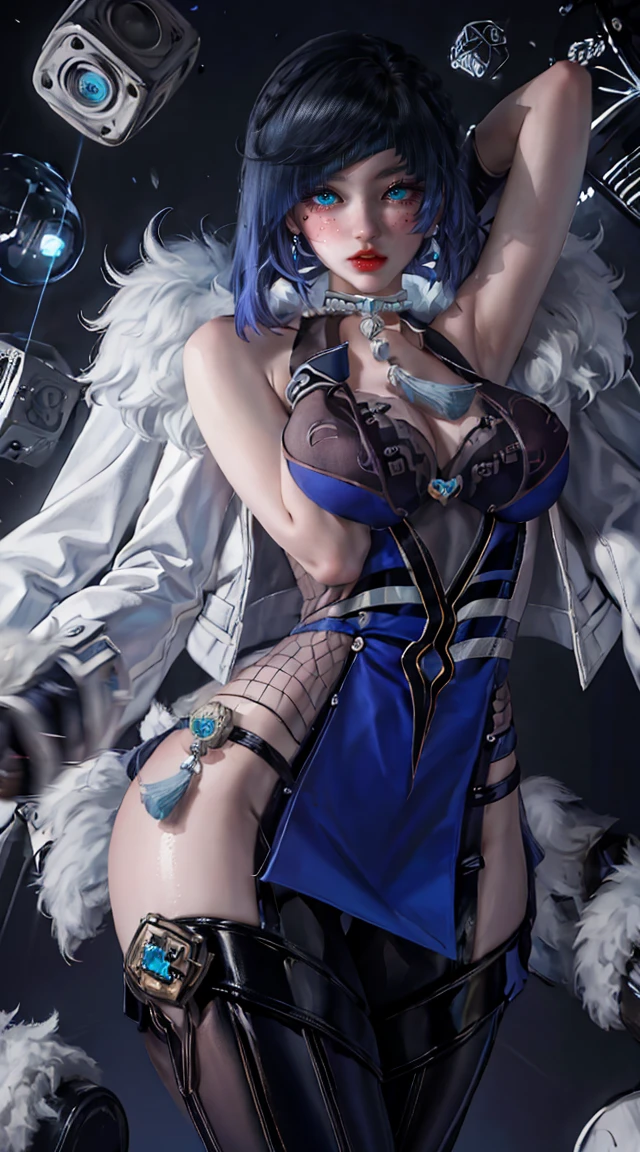 8K, Ultra High Definition, Super detailed, Shiny detailed hair, detailed face, fantasy landscape, solo, looking at viewer, {{best quality}}, {{masterpiece}}, {{ultra-detailed}}, {detailed light}, ultra high quality eyes, detailed eyes, perfect eyes, large eyes, detailed blue eyes, black hair, short hair, beautiful, skinny body, White skin, slutty, erotic, blushing, mouth open, ahegao, standing in suggestive pose