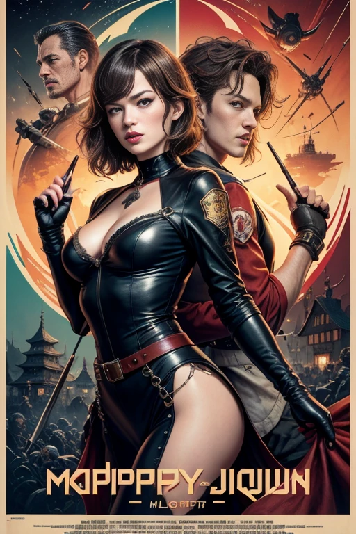 (masutepiece, Best Quality), Milla Jovovich、8K Wallpaper, Highly detailed, poster for, krampus, Vintageホラー, 1940's, クリスマスホラースリラー映画のposter for, Bauhaus, shapes, lines, Abstract, propaganda, Gothic, 映画poster for, Vintage,