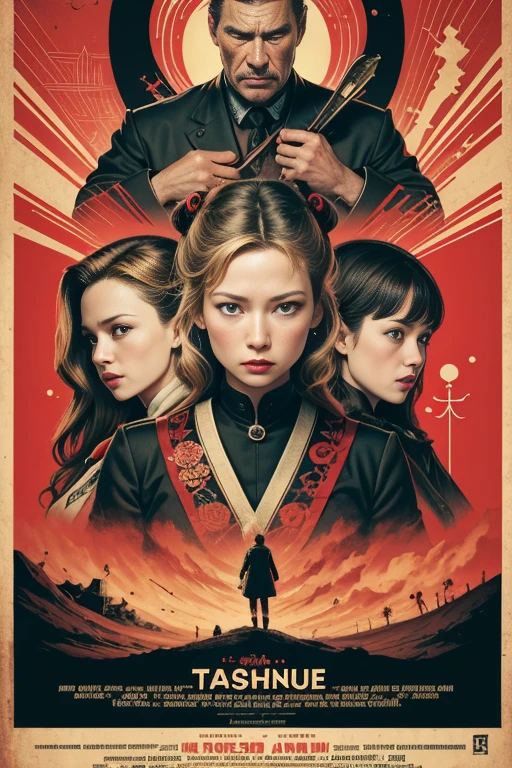 (masutepiece, Best Quality), Anna Torv、8K Wallpaper, Highly detailed, poster for, krampus, Vintageホラー, 1940's, クリスマスホラースリラー映画のposter for, Bauhaus, shapes, lines, Abstract, propaganda, Gothic, 映画poster for, Vintage,