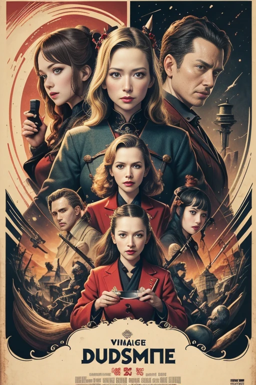 (masutepiece, Best Quality), Anna Torv、8K Wallpaper, Highly detailed, poster for, krampus, Vintageホラー, 1940's, クリスマスホラースリラー映画のposter for, Bauhaus, shapes, lines, Abstract, propaganda, Gothic, 映画poster for, Vintage,