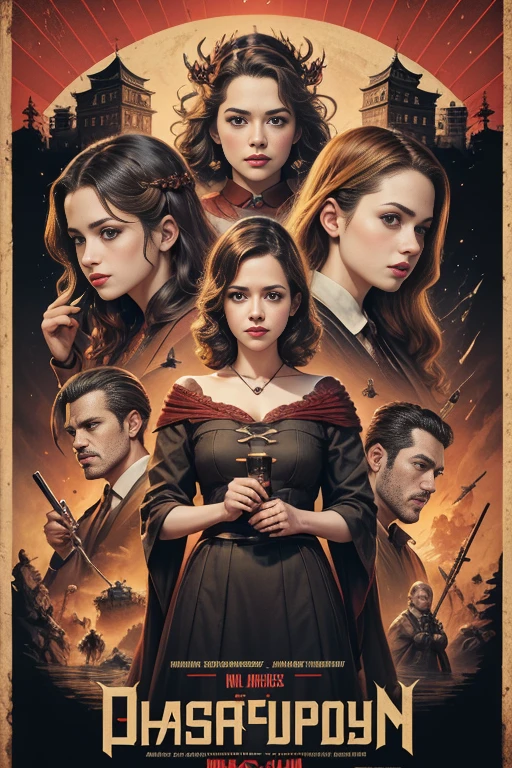 (masutepiece, Best Quality), Lyndsy Fonseca、8K Wallpaper, Highly detailed, poster for, krampus, Vintageホラー, 1940's, クリスマスホラースリラー映画のposter for, Bauhaus, shapes, lines, Abstract, propaganda, Gothic, 映画poster for, Vintage,