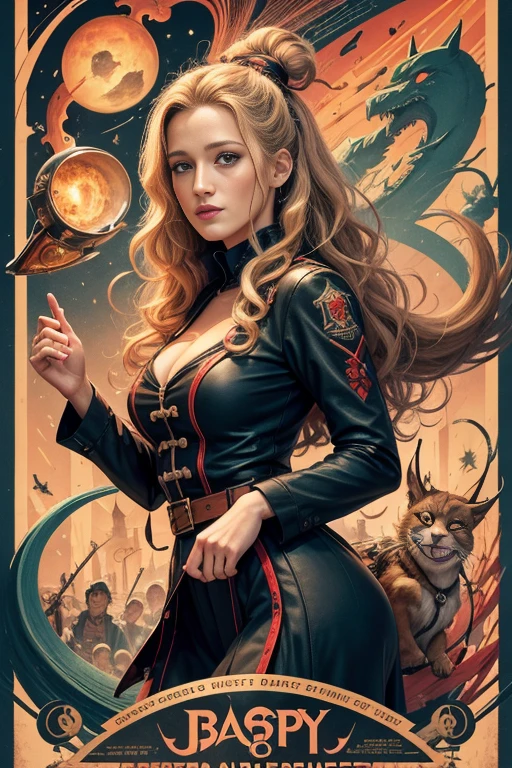 (masutepiece, Best Quality), Blake Lively、8K Wallpaper, Highly detailed, poster for, krampus, Vintageホラー, 1940's, クリスマスホラースリラー映画のposter for, Bauhaus, shapes, lines, Abstract, propaganda, Gothic, 映画poster for, Vintage,