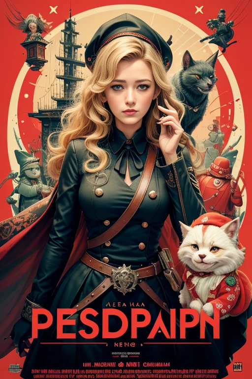 (masutepiece, Best Quality), Blake Lively、8K Wallpaper, Highly detailed, poster for, krampus, Vintageホラー, 1940's, クリスマスホラースリラー映画のposter for, Bauhaus, shapes, lines, Abstract, propaganda, Gothic, 映画poster for, Vintage,