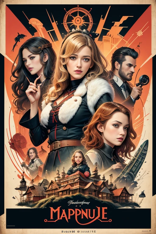 (masutepiece, Best Quality), Blake Lively、8K Wallpaper, Highly detailed, poster for, krampus, Vintageホラー, 1940's, クリスマスホラースリラー映画のposter for, Bauhaus, shapes, lines, Abstract, propaganda, Gothic, 映画poster for, Vintage,