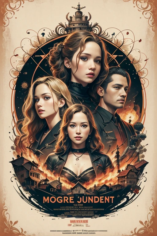 (masutepiece, Best Quality), Jennifer Lawrence、8K Wallpaper, Highly detailed, poster for, krampus, Vintageホラー, 1940's, クリスマスホラースリラー映画のposter for, Bauhaus, shapes, lines, Abstract, propaganda, Gothic, 映画poster for, Vintage,