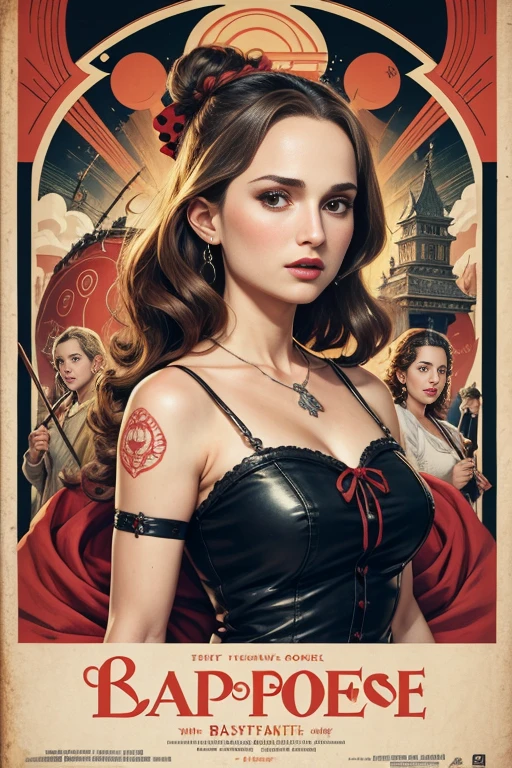 (masutepiece, Best Quality), Natalie portman、8K Wallpaper, Highly detailed, poster for, krampus, Vintageホラー, 1940's, クリスマスホラースリラー映画のposter for, Bauhaus, shapes, lines, Abstract, propaganda, Gothic, 映画poster for, Vintage,