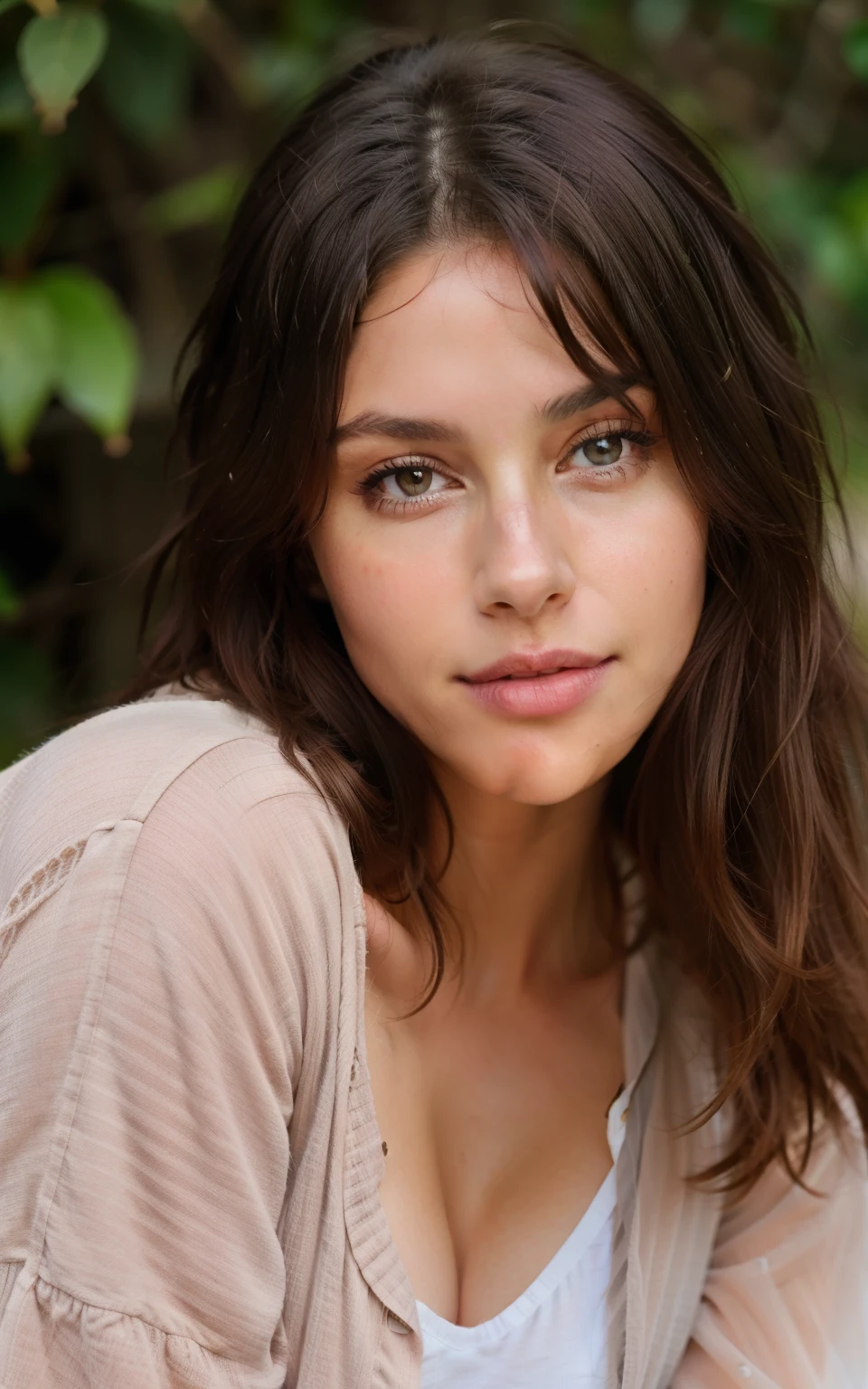 cute beautiful brunette, wearings an entire pijama ,full body, perfect angle, very detailed, 32 years old, flirty face, messy long hair, brown eyes, high-res, masterpiece, best quality,intricate details, highly detailed,sharp focus, detailed skin,realistic skin texture,texture, detailed eyes, professional, 4k, smile, shot on Canon, 85mm,shallow depth of field,kodak vision color, eyeshadow, extremely detailed, photo_\(ultra\), photorealistic, realistic, post-processing, max detail, roughness, real life, ultra realistic, photorealism, photography, 8k uhd, photography, braless, pokies