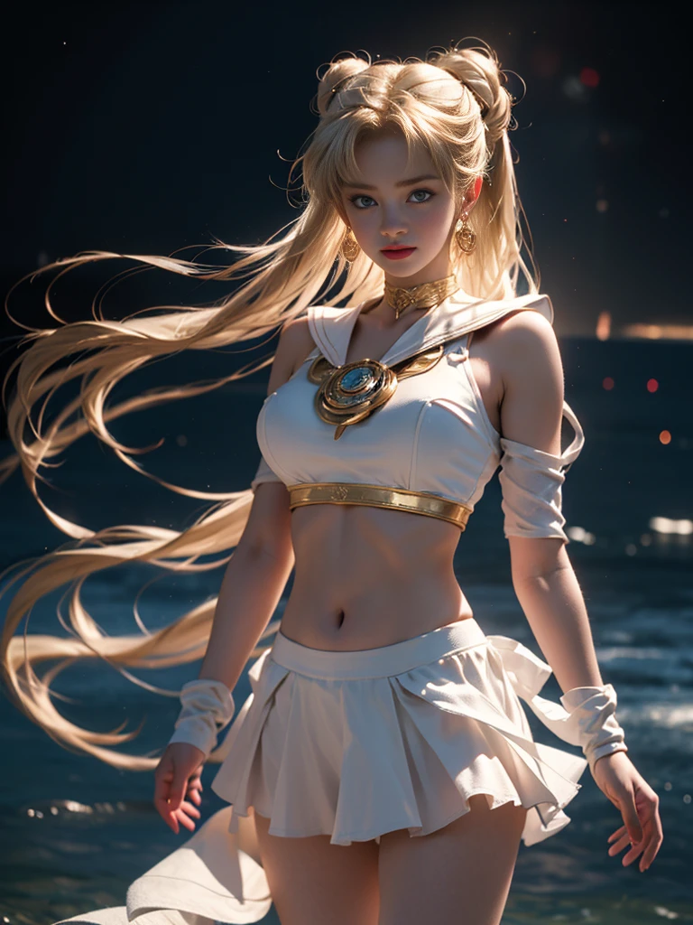 (sailor moon, 18 years old), White and golden tones wet outfit tigh, transparent glowing skirt:1.7, braless, with border golden stripe upper strapped, elemental_mage, (blonde twintail hair), leg oppened:1.6 and lifted, forehead v style gemstone_tiara, [ holding green floatin orb_of_power:10], diamond falling, iridescent ([choker:magical trim:0.4]:1.7) radiating on ([elemental pauldron:spellbound shoulder:0.4]:1.5), forehead, channeling, prismatic eyes, floating_island, short elemental_staff, [ombre, elemental_braid:0.1], [gloves high, magical_grimoire, enchanted_skirt plisada:0.4],long white cape, one leg lifted, in action. (Open legs:1.4), golden border on shoulders and heels.
(__views__:1.2),
__body-parts__,
Expressive Hues, Vibrant Palette,Dynamic Brushwork,sharp focus,
