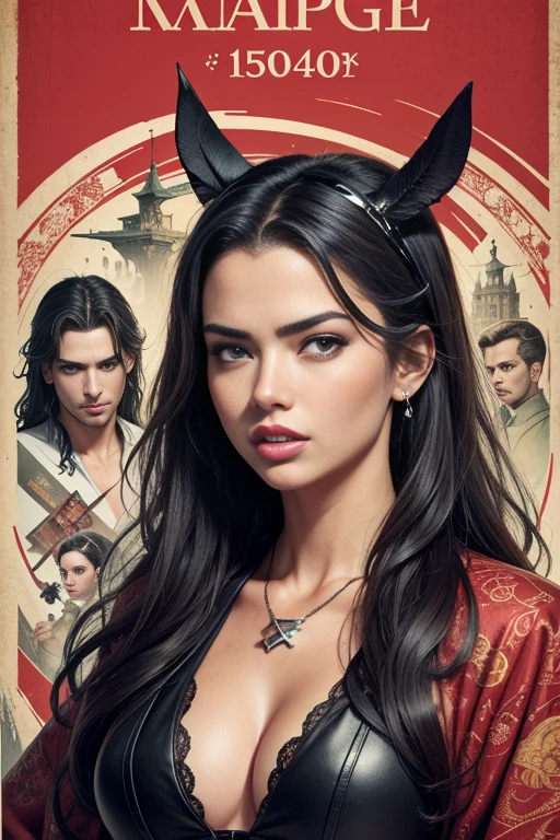 (masutepiece, Best Quality), Adriana Lima、8K Wallpaper, Highly detailed, poster for, krampus, Vintageホラー, 1940's, クリスマスホラースリラー映画のposter for, Bauhaus, shapes, lines, Abstract, propaganda, Gothic, 映画poster for, Vintage,