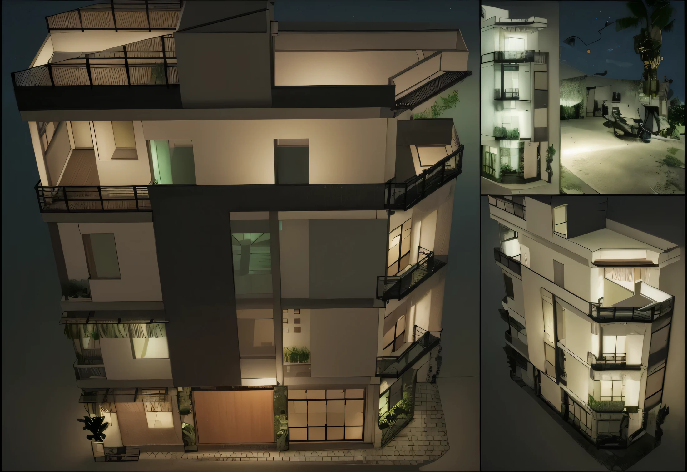 exterior,night light,tropical tree,