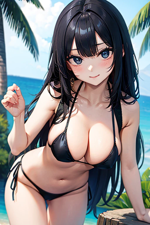 Black hair, sexy, large breasts, bikini