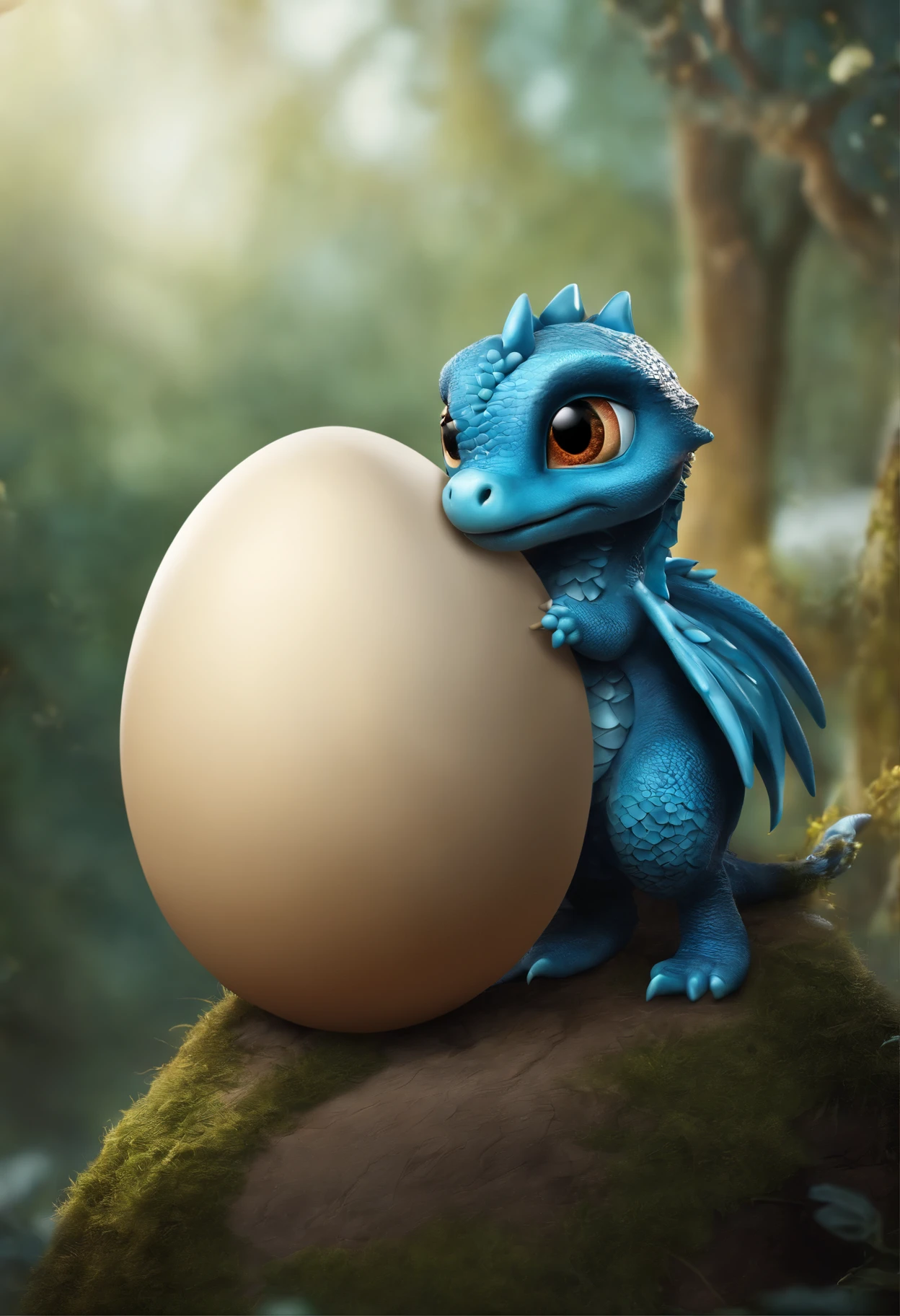 Large ostrich egg, dragon hatches from egg, a dragon is born from an egg, muzzle sticks out of egg, the tail sticks out of the egg,dragon&#39;nose sticking out of egg, birth of the dragon,Cute little blue dragon, Cute little dragon, cute detailed digital art, adorable digital painting, 8k high quality detailed art, 4k detailed digital art, digesting a small dragon, realistic fantasy illustration, Морозный dragon, highly detailed 4k digital art, Только что вылупившийся dragon, Cute digital art