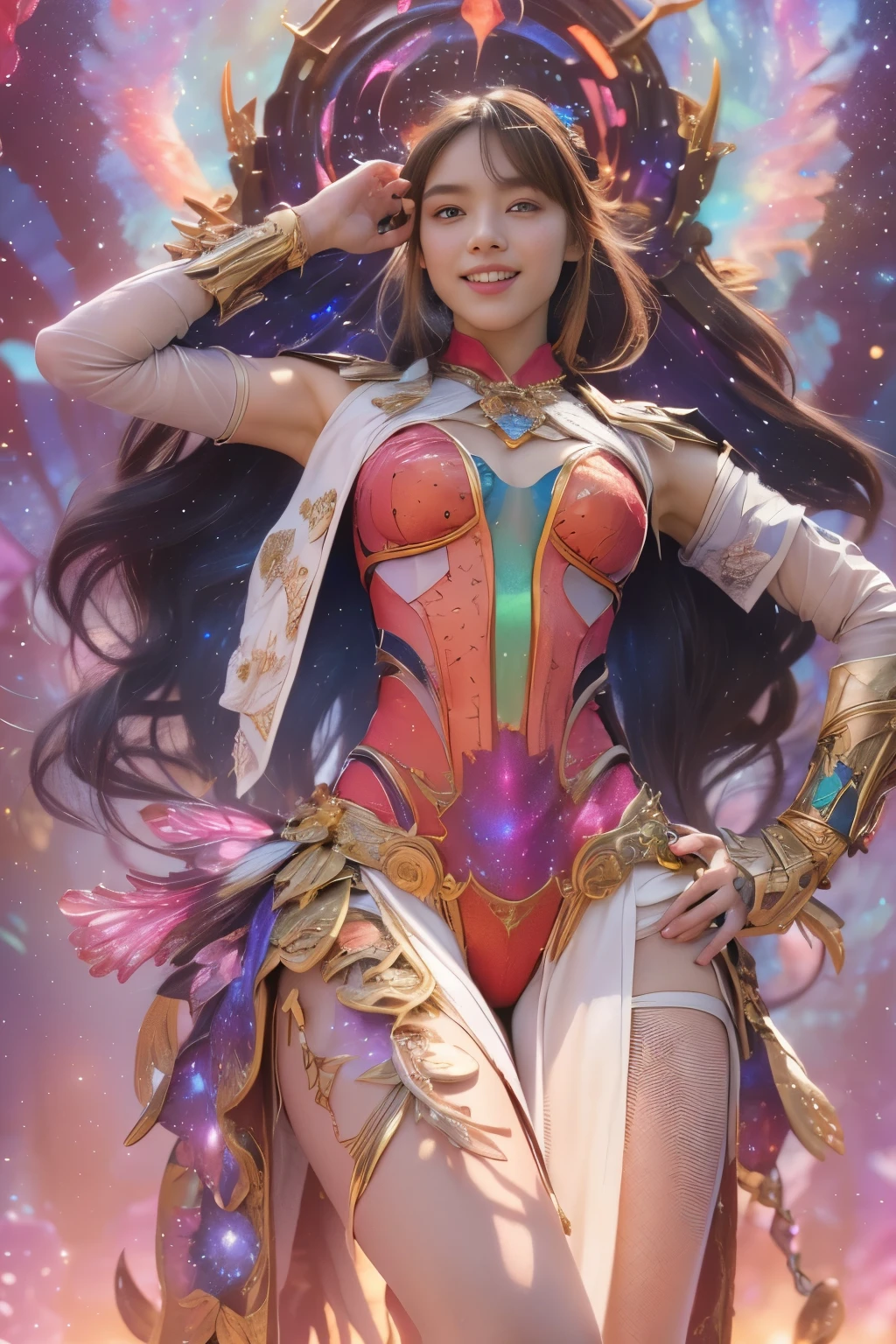 (Two beautiful teenage Italian girls:1.6), Close friends, (They are hugging each other:1.2), Kiss her cheek or chest,(Detailed iridescent bodysuit with beautiful fractal or marble design:1.5), Incredible and spectacular scenes, ((High quality)), ((Detailed)), ((Fantasy)), Blue Plasma Brain, Green Plasma Body, Showing her armpits, beあutiful breast, obscenity, (Lewd smile:1.2), coarse, Obscene, (Immoral:1.2), Lachish, (small breasts with beautiful raised pink areolas:1.5), (Cameltoe), (Expression of ecstasy:1.2), Photorealistic, Official art, Unity 8K Wall , 8K Portrait, Best Quality, Very high resolution, (Incredibly beautiful nature background:1.6), (18 years old:1.5), (Sexy and glamorous:1.1), (A coquettish expression:1.6), (seductively smiling:1.6), (erotic posing:1.9), (Model Posing:1.8), Beautiful seductive face, Portrait, (Thick eyebrows:1.4), (Big scarlet eyes:1.6), Beautiful eyes with fine symmetry, (Ultra detailed eyes:1.4),(Highly detailed face and eyes:1.7), (High-resolution red-eye:1.8), Intimate face, (ultra detailed skin texture:1.4), White skin, pale skin, Perfect Anatomy, Thin, (Beautiful toned body:1.5), Highly detailed hair, (Moist skin:1.2), No makeup, (dark circles:1.1), Good anatomy, Focus Face, good-looking, (Emilia Clark:0.6) (Emma watson:0.3),(Jennifer Connelly:0.4), Elegant face, Nice, (A delicately crafted necklace is wrapped around her neck), (Bioluminescence with brilliant brilliance:1.4), (Luminous magic circle:1.5), Ruins of an ancient castle, Shining majestic cloud masses and sky, lightning bolt, Epic Realistic, (Greg Rutkowski:0.8), (teal and orange:0.4), (Art Station:1.5), Cinematic, (NSFW:1.2), Hyper Detailed, Dramatic light, (Intricate details:1.1), Beautiful black hair, (Wearing a gauntlet with a dense and very beautiful design decorated with jewels:1.1), Small chest, Galaxy, (nebulas:1.6), The Dark Knight, Fully armored body focus