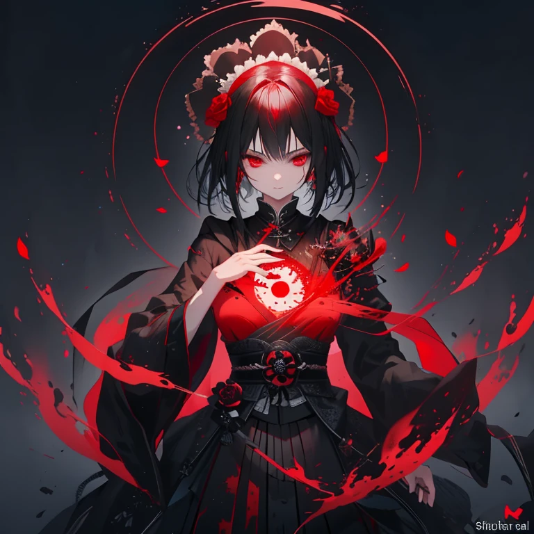 simple dark magical background , horror scene , beautiful female devil , red magical glowing eyes , magical reddish glowing little orb in two hand at once , female devil staring at orb , dark big wings , ultra detailed face , (ultra detailed scene) , (ultra detailed orb) , (ultra beautiful face) , (ultra detailed hands) , (ultra detailed wings) blood splashed on body, pale face , dark red lip , black underwear , shaped body , red magic around her , magic twirling around, ,Camel toes,thin gap