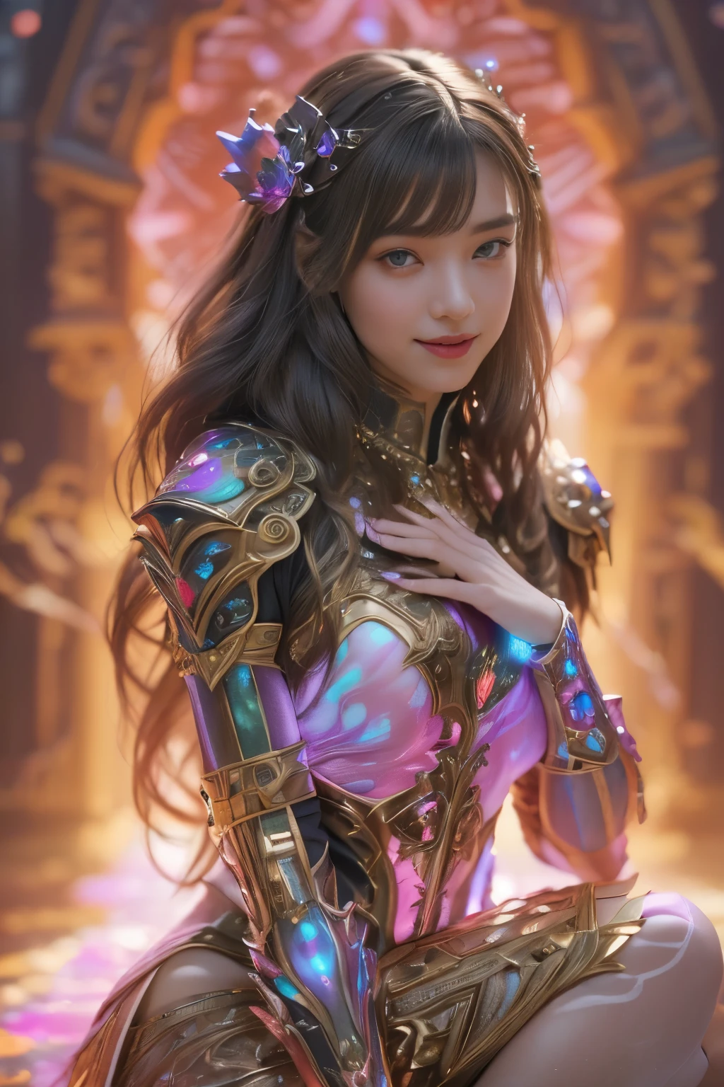 (Two beautiful age Italian girls:1.6), Close friends, (They are hugging each other:1.2), Kiss her cheek or chest,(Detailed iridescent bodysuit with beautiful fractal or marble design:1.5), Incredible and spectacular scenes, ((High quality)), ((Detailed)), ((Fantasy)), Blue Plasma Brain, Green Plasma Body, Showing her armpits, beあutiful breabscenity,ile:1.2), co, Obscene,  (Immoral:1.2), Lachish, (small breasts with beautiful pink areolas:1.5), (Cameltoe), (Exp of ecstasy:1.2), Photorealistic, OfficiaUnity 8K Wall , 8K Portrait, Best Quality, Very high resolution, (Incredibly beautiful nature background:1.6), (18 years old:1.5), (Sexy and glamorous:1.1), (A coquettish expreon:1.6), (seductively smilin.6),  (erotic posing:1.9), (Model Posing:1.8), Beautiful ive face, Portrait, (Thick eyebrows:1.4), (Big scarlet eyes:1.6), Beautiful eyes with fine symmetry, (Ultra detailed eyes:1.4),(Highly detailed face and eyes:1.7), (High-resolution red-eye:1.8), Intimate face, (ultra detailed skin texture:1.4), White skin, pale skin, Perfect Anatomy, Thin, (Beautiful toned body:1.5), Highly detailed hair,  (Moist skin:1.2), No makeup, (dark circles:1.1), Good anatomy, Focus Face, good-looking, (Emilia Clark:0.6) (Emma watson:0.3),(Jennifer Connelly:0.4),  Elegant face, Nice,  (A delicately crafted necklace is wrapped around her neck), (Bioluminescence with brilliant brilliance:1.4), (Luminous magic circle:1.5), Ruins of an ancient castle, Shining majestic cloud masses and sky, lightning bolt, Epic Realistic, (Greg Rutkowski:0.8), (teal and orange:0.4), (Art Station:1.5), Cinematic, (NSFW:1.2),  Hyper Detailed, Dramatic light, (Intricate details:1.1), Beautiful black hair,　(Wearing a gauntlet with a dense and very beautiful design decorated with jewels:1.1), Small chest, Galaxy, (nebulas:1.6), The Dark Knight, Fully armored body focus