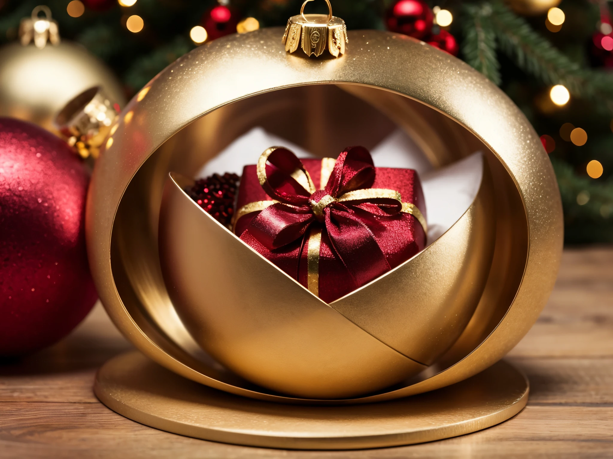 Zoom in closely on intricately designed 3D basic symbols and shapes adorned as festive ornaments. Capture the minute details, turning Christmas decorations into a geometric wonder.