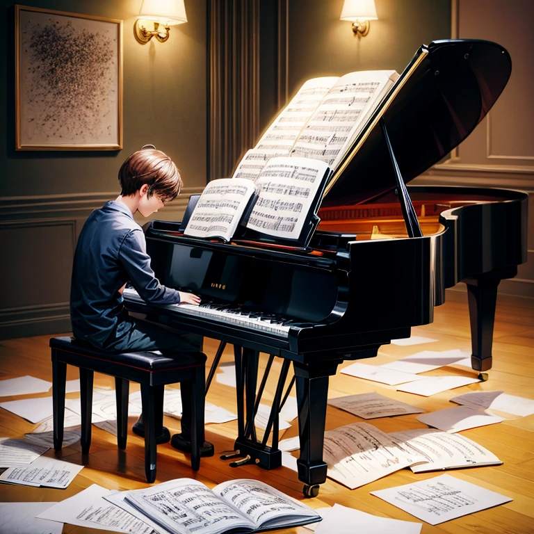 piano and music notes, Speedpaint, speed painting art