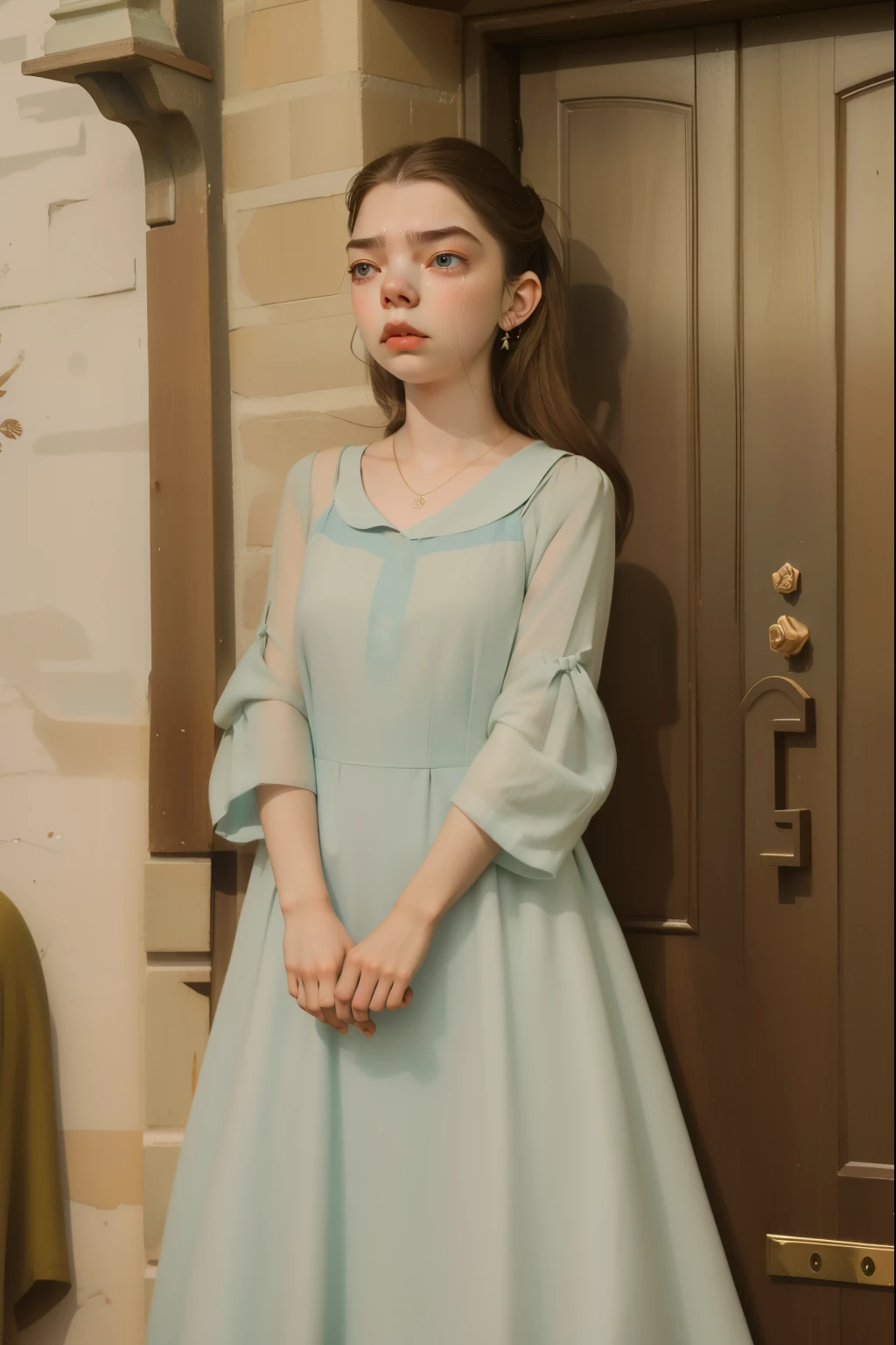 Anya Taylor-Joy face, 27-year-old, sad, crying, tears