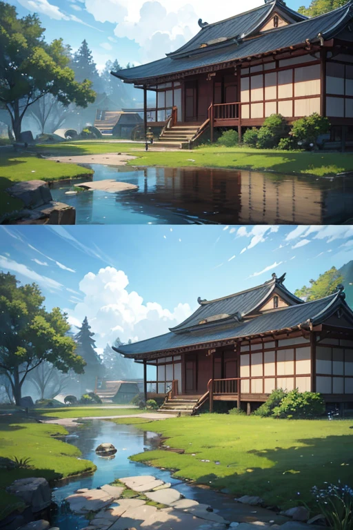 (best quality,4k,8k,highres,masterpiece:1.2),ultra-detailed,realistic,photorealistic:1.37,small house,tree in front of house,Madhouse Studio anime style,Japanese house,inspired by Tatsurou Fuyushima,Mamoru Oshii,Pingurie anime style,Kyoto Animation style,background with Edo period houses,inspired by Natsume Yuujinchou's account,inspired by Takehito Matsukata,inspired by Mei Wang Xuan's handsome characters.