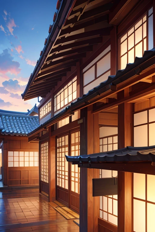 There is a white building,有一个the roof,There is a clock on it, edo style, Inspired by Dongyang, Selangor, Japanese house, 喇叭形日式黑瓦the roof, the roof, 瓦片the roof, Japan architecture, Ehime, Japanese style, 石the roof, 山墙the roof, Edo is, Large tube wood peach style