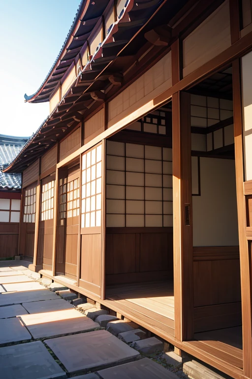 There is a white building，有一个the roof，There is a clock on it, edo style, Inspired by Dongyang, Selangor, Japanese house, 喇叭形日式黑瓦the roof, the roof, 瓦片the roof, Japan architecture, Ehime, Japanese style, 石the roof,  山墙the roof, Edo is, Large tube wood peach style