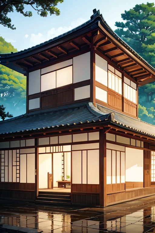 A white building with a roof and a clock on it. It is inspired by the Edo style architecture in Toyohashi, Selangor, Japan. The building has a distinct Edo-style black tiled hip roof in a bell shape. The roof is covered with traditional Japanese ceramic tiles. The architectural style is reminiscent of Japan, with a touch of Ehime's charm. The building's roof is made of stone, giving it a unique and elegant appearance. The overall design showcases the traditional charm of Edo architecture, with its characteristic gabled roofs and wooden framework. The white walls of the building are adorned with beautiful wooden lattice work, showcasing the intricate craftsmanship of Japanese architecture. The building is nestled amidst lush greenery, creating a serene and peaceful atmosphere. The lighting of the scene is carefully set to highlight the architectural details and create a warm and inviting ambiance. The colors used in the scene are vibrant and vivid, adding a touch of liveliness to the overall composition. The atmosphere of the scene is tranquil, transporting viewers to a different time and place, where they can appreciate the beauty of Japanese architecture in all its glory. The scene is a masterpiece, meticulously crafted to capture the essence of Edo-style architecture and transport viewers to a world of timeless beauty and elegance.