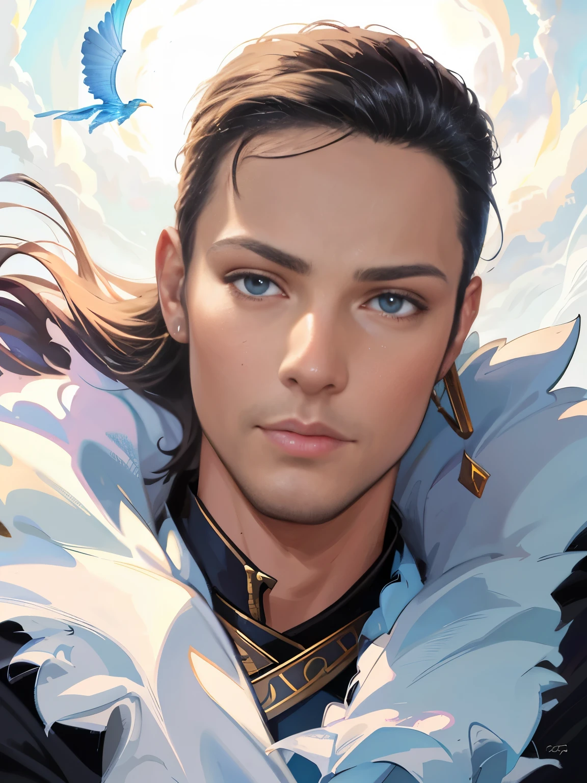 Close-up of a man with a sword in his hand, Graphic artist Magali Villeneuve, inspired Magali Villeneuve, fantasy male portrait, magali villeneuve', Fantasy genre portrait, Magali Villeneuve, RPG Book Portrait, charlie bowater character art, fantasy character portrait, Stanley Artgerm, Stanley Artgerm style
