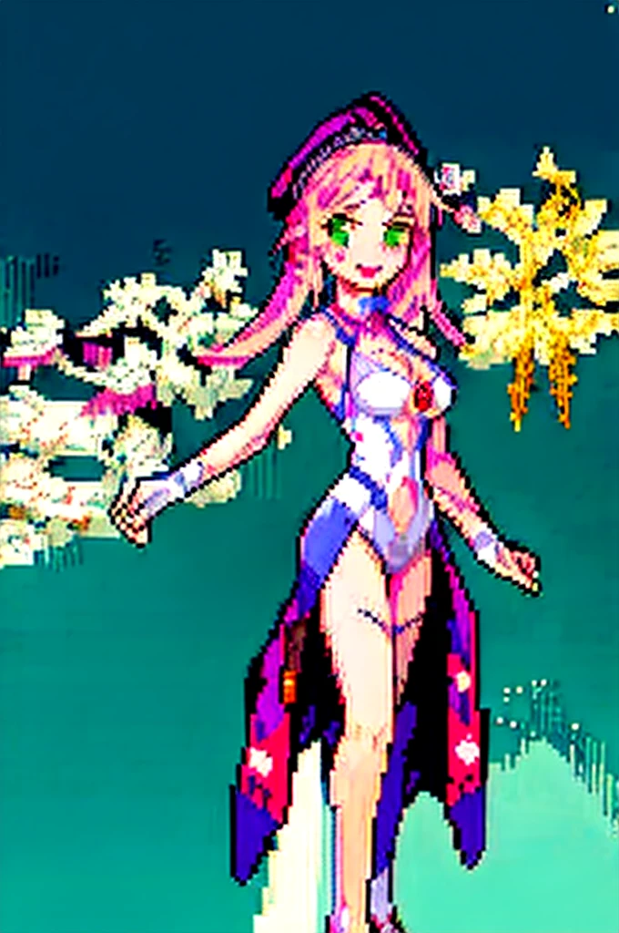 Hyper-realistic 8k CG, tmasterpiece, Best quality at best, ((The face is very delicate)), (realistically:1.4),
Ridiculous resources, RAW photogr, filmgrain, Nipples are very delicate,
perfect litthing, (1 Sister), (very light pink hair), hair adornments, Medium hair, face flushed, white swimsuits, dynamicposes, dynamic angle, lipsticks, Slim, Slim, Surrounded by flowers, Sakura NS, natural, Full body lesbian, Very wild shooting, Small under breasts, Flat_, External, detailedbackground, actual, Alone, Perfect and detailed face shape, naghty face, 詳細な目, Nipples are very delicate, Raised your legs, everlasting, ssmile, ((Close-up of upper body part)), ((detailed green eyes)), Close-up cleavage,