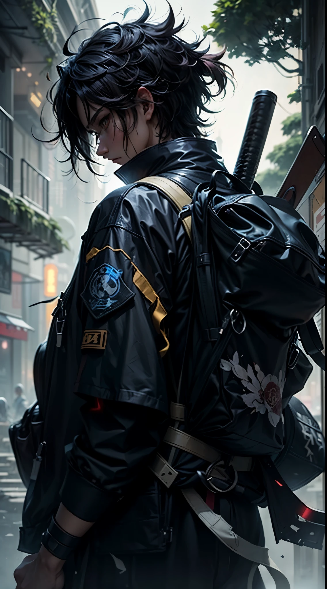 man, anime, anime man, anime art, guy, guy with a backpack, guy with a backpack, guy with backpack, guy with backpack, guy with backpack, guy, by Yang J, very beautiful cyberpunk samurai, guweiz on artstation pixiv, highly detailed exquisite fanart, clean detailed anime art, artwork in the style of guweiz