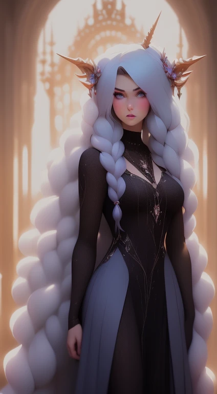 {-erro_de_anatomia:1.0} There is a white unicorn girl, blue mane and long mane, white unicorn, unicorn, unicorn horns, A unicorn, celestia, Nine stories, blue unicorn, soft dreamy, cinematic light《fangs》Unicorn in, mythological creatures, a mythical creature, Pokémon illustration, unicorns, a glaceon princess, Auroracore, ghostly iridescent, image good for rendering, laying in the bed, unicorn girl, full body.