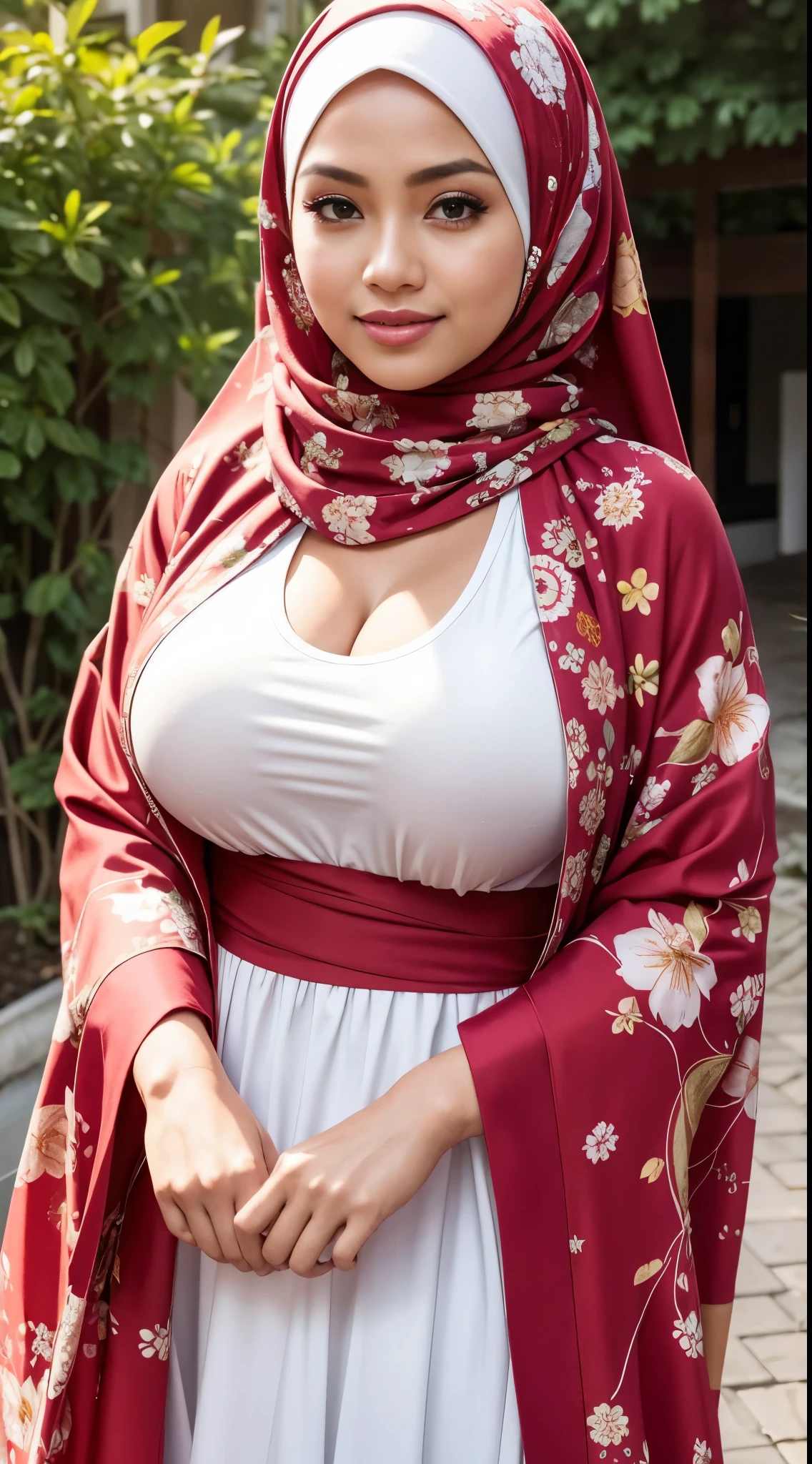 1 matured malay girl white skin, Pale skin in hijab wear wet lace bra and panties, Big tits, big ass, big hands, big thighs, chubby full body, kuala lumpur street, nighttime, neon city lights, upper body,close-up, seducing, sexy pose, (8k, RAW photo, best quality, masterpiece:1.2),(realistic, photo-realistic:1.37)