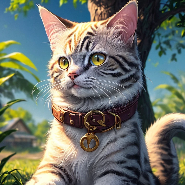 ((((master part))), best quality, Illustrations, belos detalhes brilham,
_cortar, Details of the cat's face clear to the camera, tree, lua,