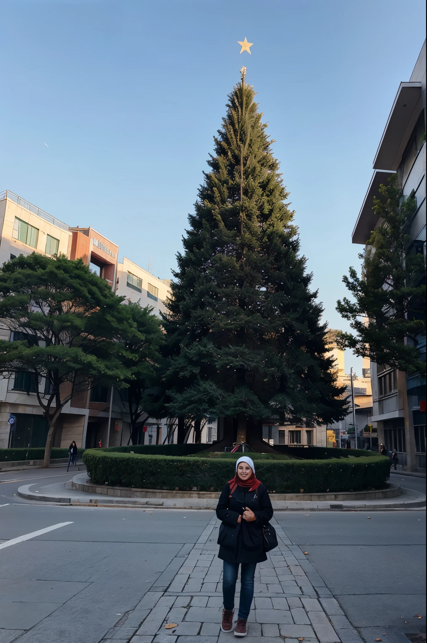 Yeditepe University .there is a big christmas tree in front of the buildjng
