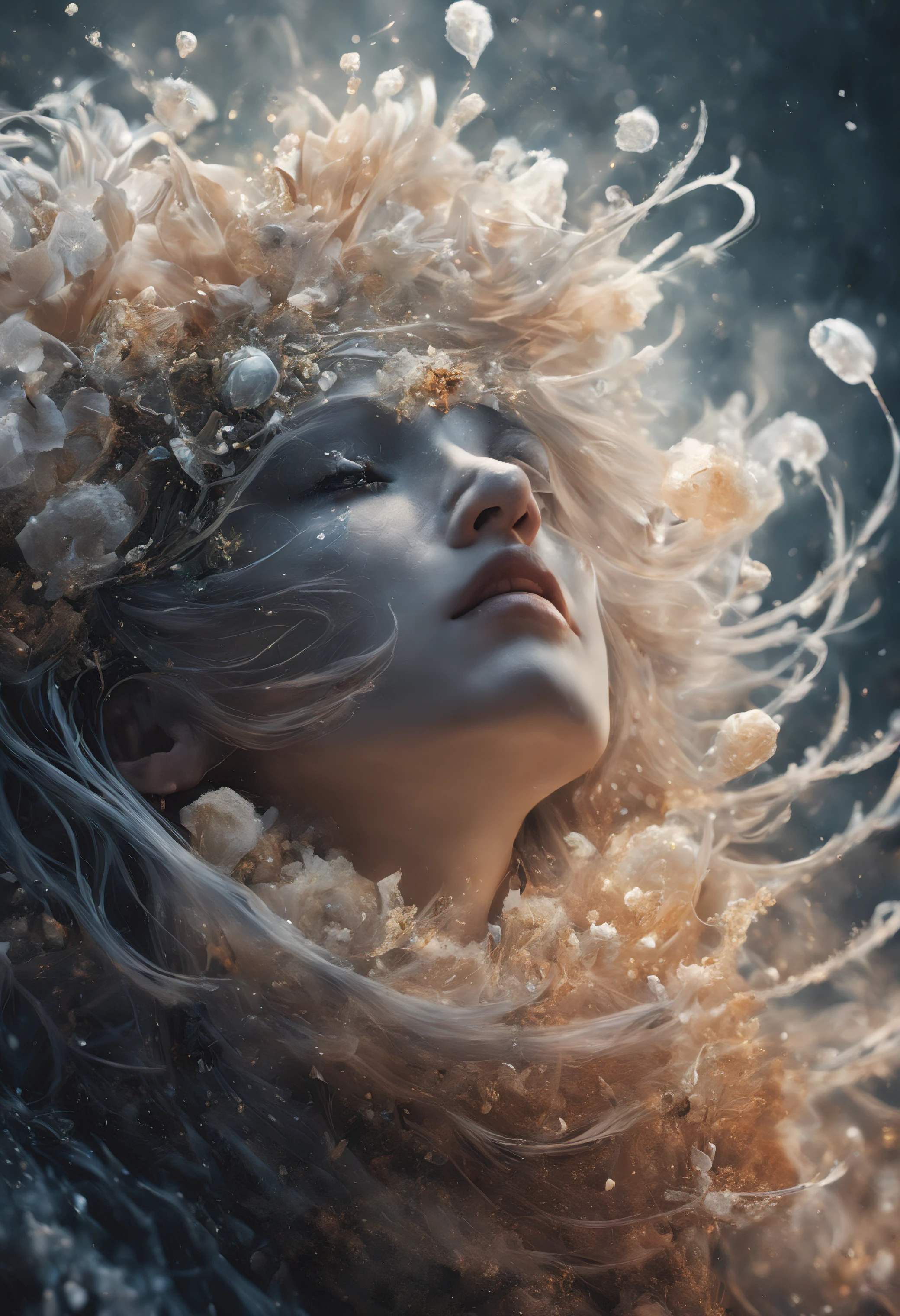 (((intricate detail:1.4))), (((extremely insane detail:1.4))),(((highest quality:1.3))), (((Soft colors 4k highly detailed digital art:1.3))). | Close up of delicate magical pollen in the cold icy wind, as magical pollen emits arcane lightning, each pollen detailed and rendered with a masterful gouache technique,surrounded by mysterious atmosphere of light and shadow art, shard everywhere, great environment, subtly illuminate,fantasy art behance,surreal, its beauty and strength captured,It gives a majestic aura.