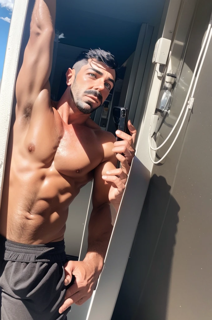 faaris azura, on the front of a huge yacht, doing a photoshoot