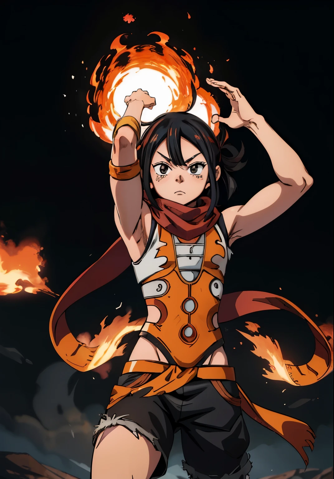 cute girl, (((1boy, (natsu_dragneel:1.2), scarf, sleeveless, black eyes, fire, arm up,))) default_outfit, standing,  looking_at_viewer, solo, male_focus, Cowboy_shot,  close up portrait, outdoors, (night, dark:1.25), street, (darkestdiffusion style:0.6), (evreka15 style:0.6), best quality, absurdres, highres, (original), (extremely detailed wallpaper), 8k, (color), (trending on artstation, cgsociety, pixiv:0.85), highly detailed, (coherent:1.5), (beautiful composition:1.2),  (dynamic lighting), (intricate:1.15), (symmetrical:1.1), (hd:1.25), (masterpiece:0.9), (by atey ghailan and anton fadeev:0.9), [light_rayoon,  (blurry_background, depth of field:0.5), 
Official_Art,