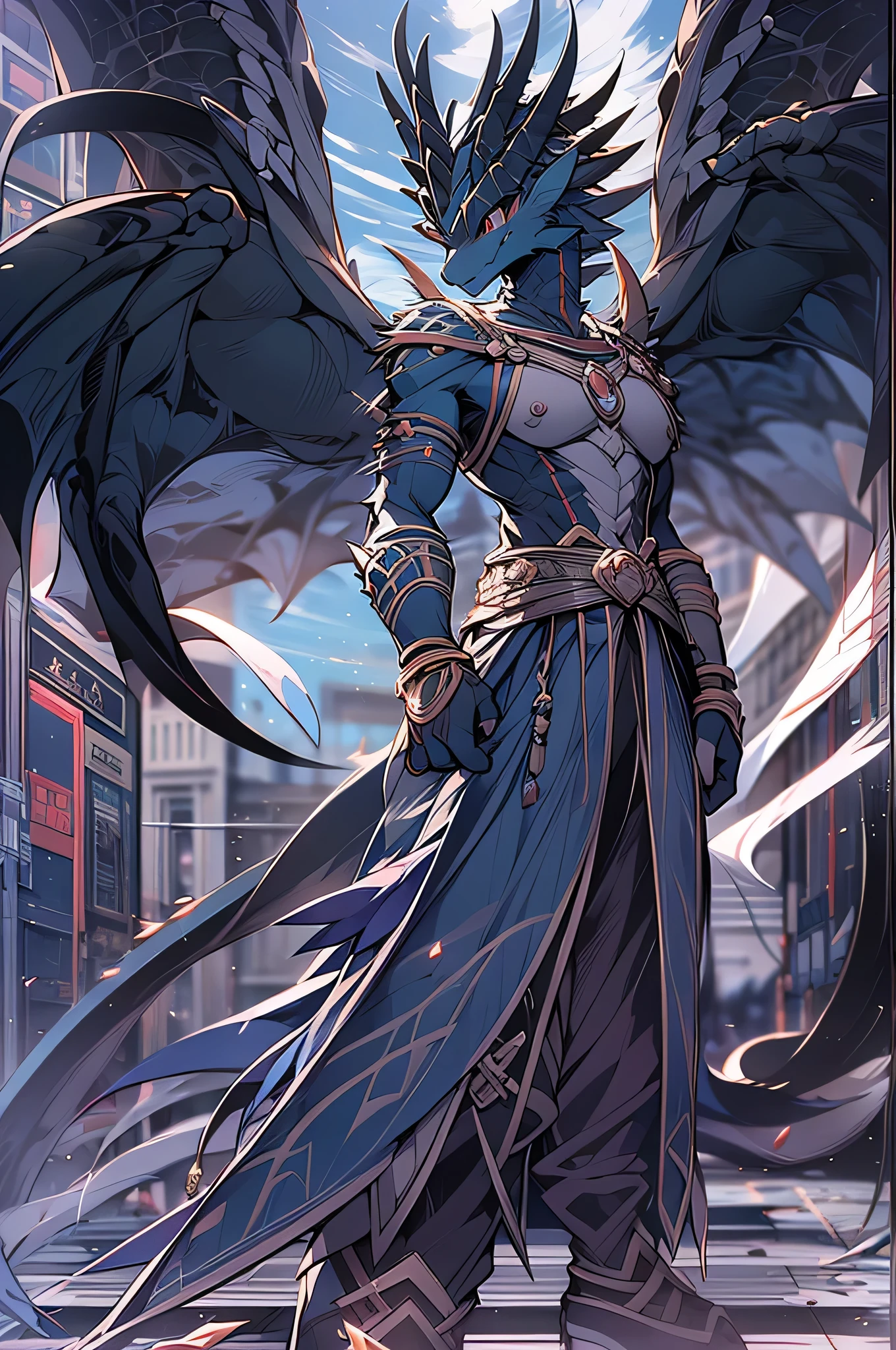 purple dragon, giant wings, looking at viewer, wearing roman toga, galaxy wings, evil, persona artstyle, persona inspired, persona 5 art, persona 5