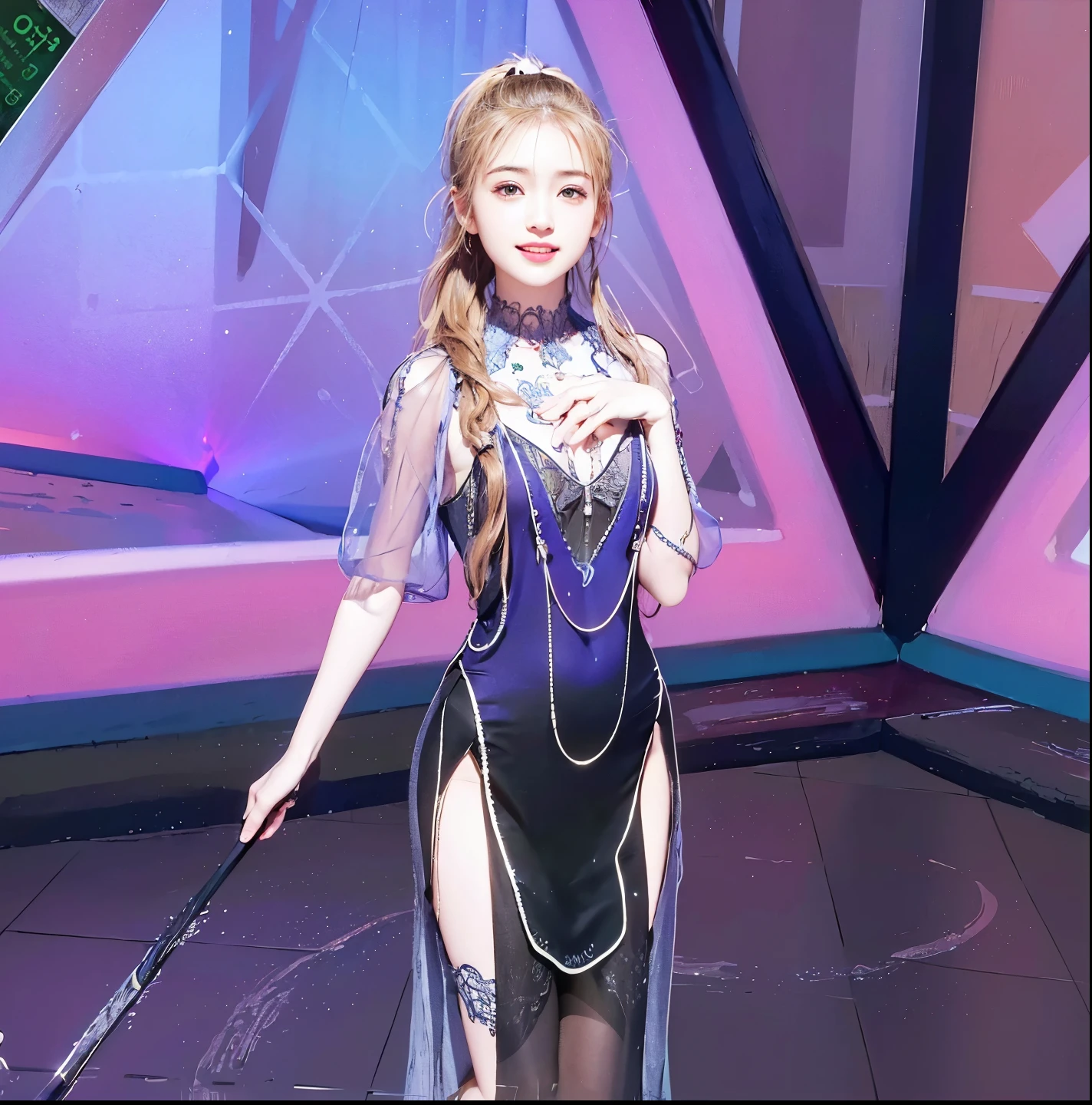 (Ultra Realistic), (Illustration), (High Resolution), (8K), (Very Detailed), (Best Illustration), (Beautiful Detailed Eyeest Quality), (Ultra Detailed), (Masterpiece), (Wallpaper), (Detailed Face), Night, Upper Body Up,Armpits, Smile,Plump,Solo, White T-Shirt Girl, Sweaty, Japan Person, Big, (Camel Toe),Ponytail Hair