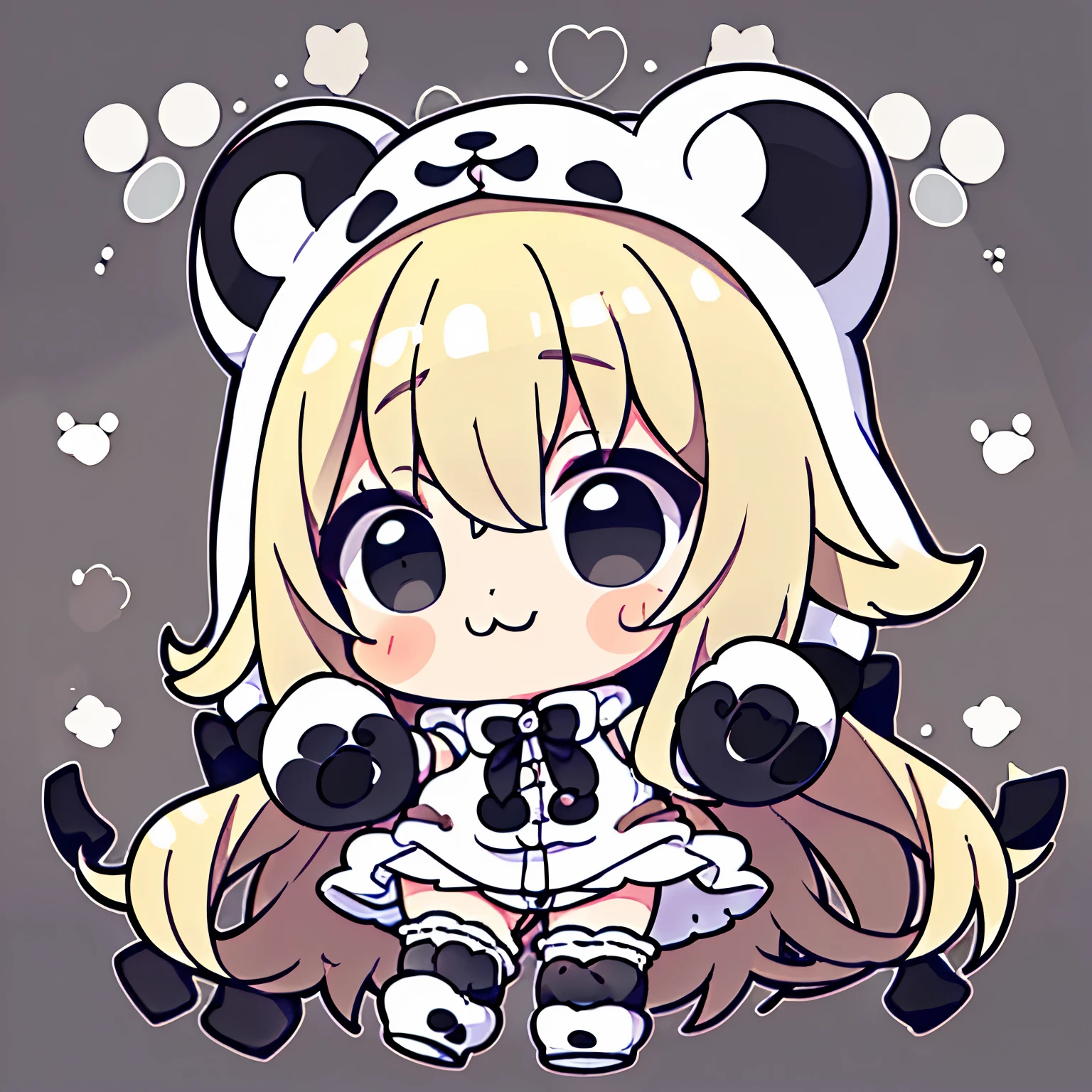 ((worst quality, low-quality)), ((a closeup)), (ars old girl), a blond, (Fluffy panda kigurumi pajamas:1.4), (Open pajamas:1.2), (Black and white pajamas:1.4), Animal Hoodie, (Hood Up:1.under the hoodie, Bear ears, oversized hoodie, (Wearing panda paw gloves:1.3), an legs, Five Fingers, ((Gao's Pose:1.5)),slumber party, Bedrooms, Best Quality,ultra-detailliert, ​masterpiece,